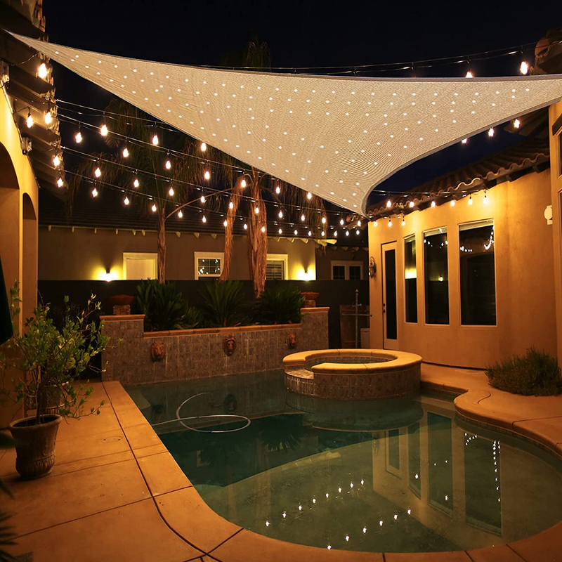 Vela de sombra Garden Triangle Sun Shade Sail con lámpara 