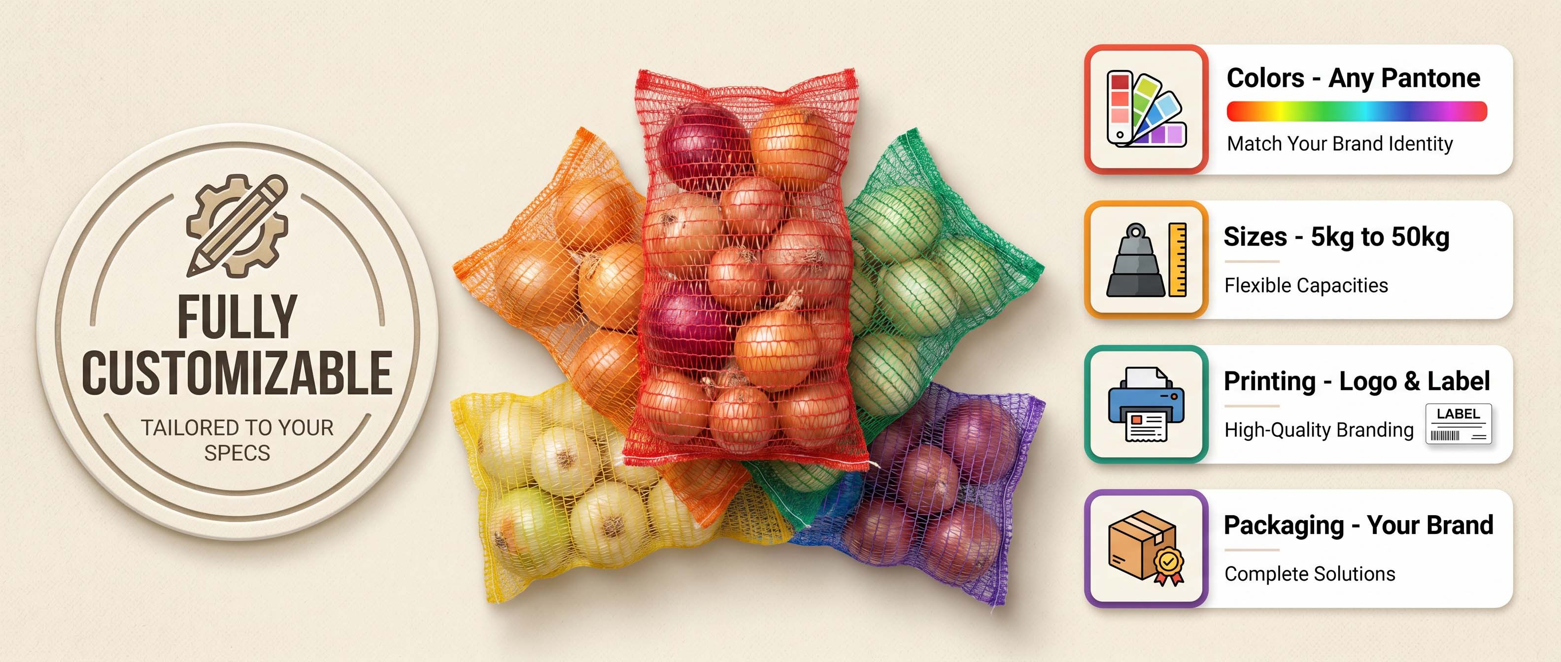 Bolsas de cebolla personalizadas