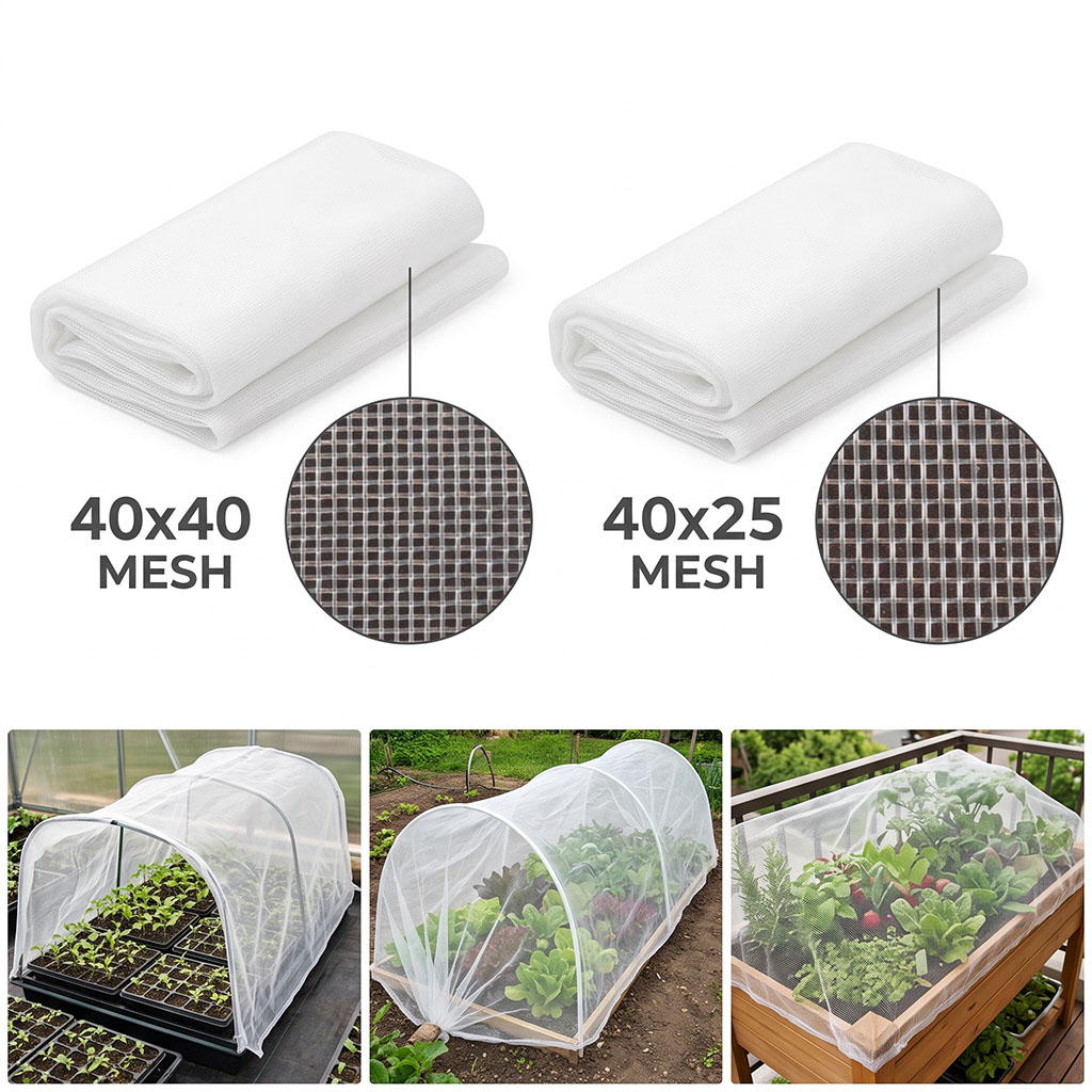 Red de insectos de malla HDPE 40 para hortalizas de invernadero